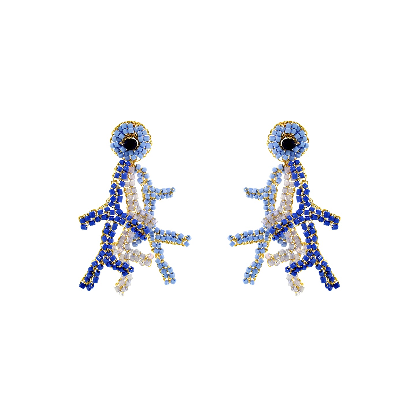 Branch-shaped-Blue-Gold-Coral-Handmade-Crochet-Earrings-18k-gold-filled-wire-hypoallergenic-lightweight-statement-soul-collection