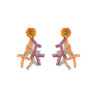 Branch-shaped-Orange-Green-Pink-Purple-Coral-Handmade-Crochet-Earrings-18k-gold-filled-wire-hypoallergenic-lightweight-statement-brazilian-soul-collection