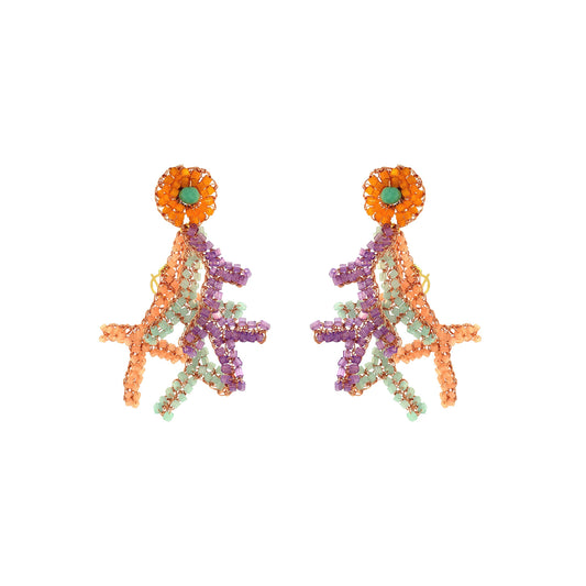 Branch-shaped-Orange-Green-Pink-Purple-Coral-Handmade-Crochet-Earrings-18k-gold-filled-wire-hypoallergenic-lightweight-statement-brazilian-soul-collection