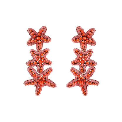 Cascade-Coral-Orange-Gold-Sea-Star-Handmade-Crochet-Earrings-18k-gold-filled-wire-hypoallergenic-lightweight-statement-soul-collection
