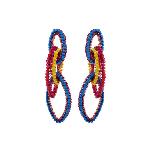 Cascade-Interlock-Links-Blue-Yellow-Fuchsia-Gold-Demi-Handmade-Crochet-Earrings-18k-gold-filled-wire-hypoallergenic-lightweight-statement-brazilian-soul-collection