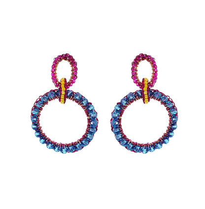 Cascade-Interlock-Links-Blue-Yellow-Fuchsia-Gold-Lola-Maxi-Handmade-Crochet-Earrings-18k-gold-filled-wire-hypoallergenic-lightweight-statement-brazilian-soul-collection