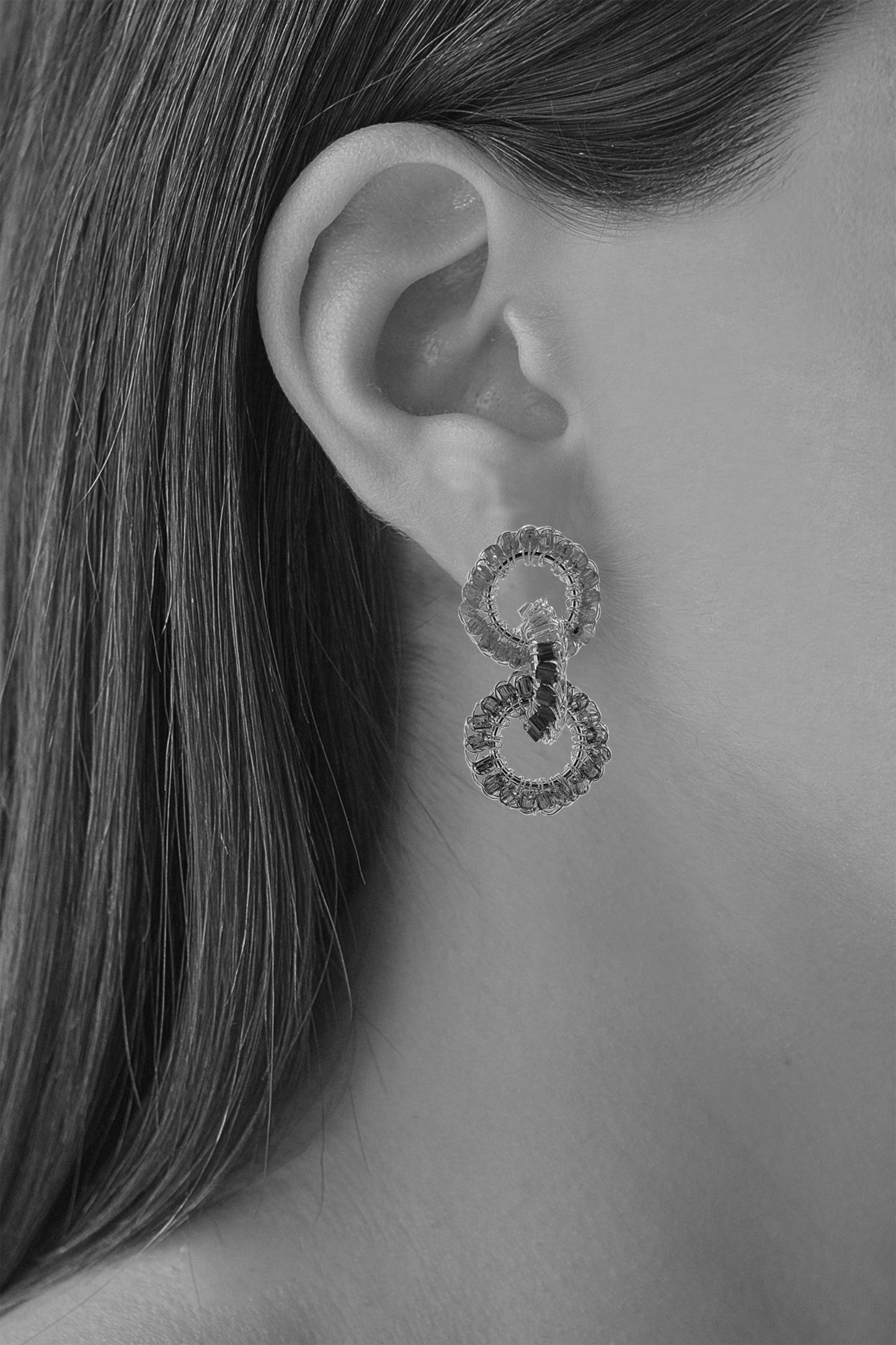 Cascade-Interlock-Links-Gold-Lola-Handmade-Crochet-Earrings-model-18k-gold-filled-wire-hypoallergenic-lightweight-statement-brazilian-soul-collection