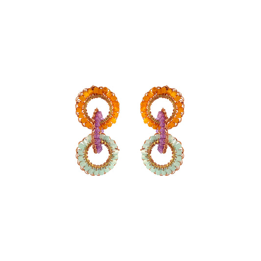 Cascade-Interlock-Links-Green-Pink-Purple-Orange-Gold-Lola-Handmade-Crochet-Earrings-18k-gold-filled-wire-hypoallergenic-lightweight-statement-brazilian-soul-collection