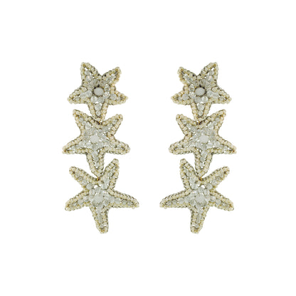 Cascade-Raffia-Beige-Gold-Sea-Star-Handmade-Crochet-Earrings-18k-gold-filled-wire-hypoallergenic-lightweight-statement-soul-collection