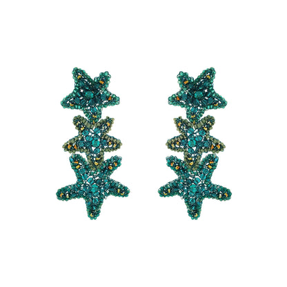Cascade-Teal-Green-Gold-Sea-Star-Handmade-Crochet-Earrings-18k-gold-filled-wire-hypoallergenic-lightweight-statement-soul-collection