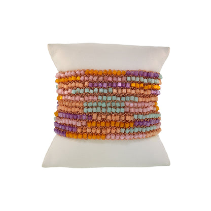 Classic-Geometric-Green-Pink-Purple-Orange-Signature-Handmade-Crochet-Bracelet-detail-18k-gold-filled-wire-hypoallergenic-lightweight-statement-brazilian-soul-collection