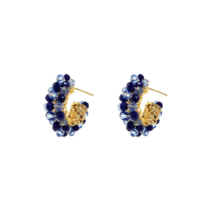 Cluster-Blue-Navy-Gold-Dandelion-Hoop-Handmade-Crochet-Earrings-18k-gold-filled-wire-hypoallergenic-lightweight-statement-soul-collection