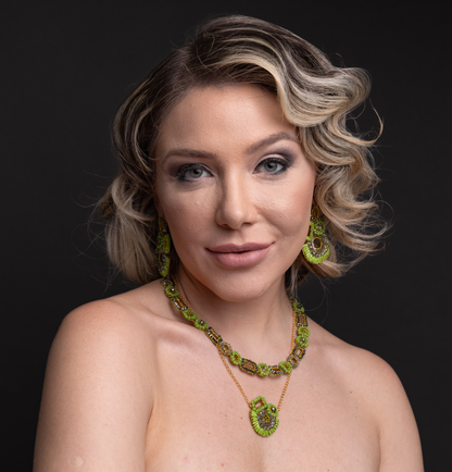 Neon Green Mix Althea Handmade Crochet Earrings