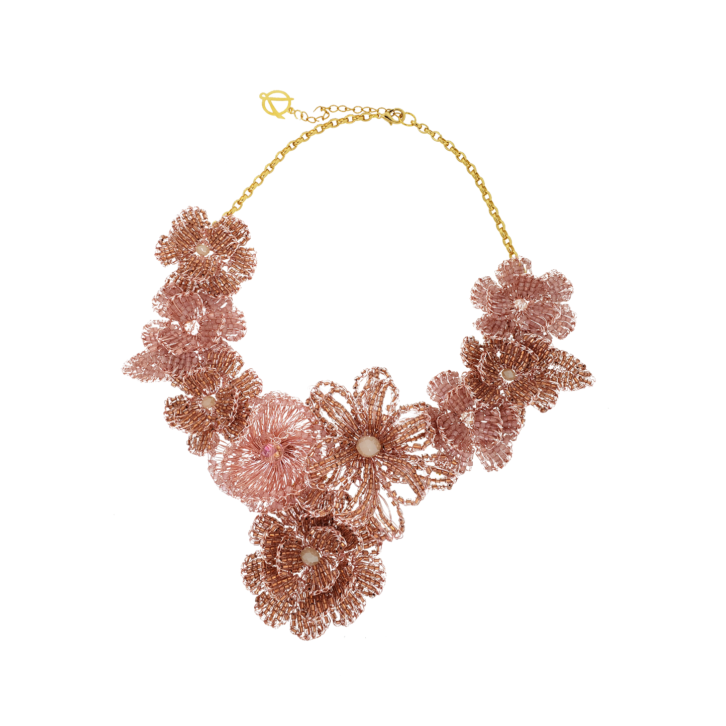 Blush Pink Mix & Gold Blossom Handmade Necklace