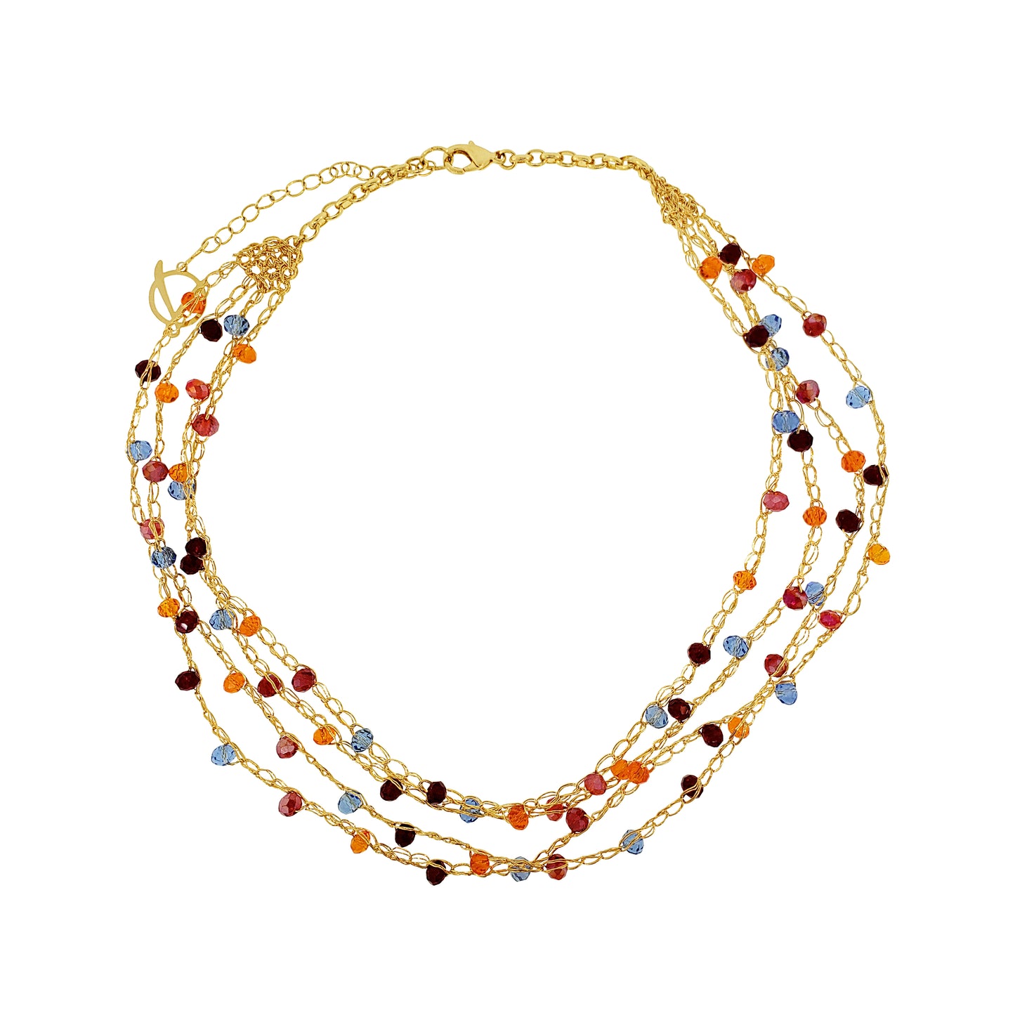 Sunrise Mix Multi-Strings Mini Handmade Crochet Necklace
