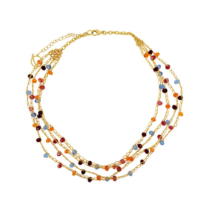 Sunrise Mix Multi-Strings Mini Handmade Crochet Necklace