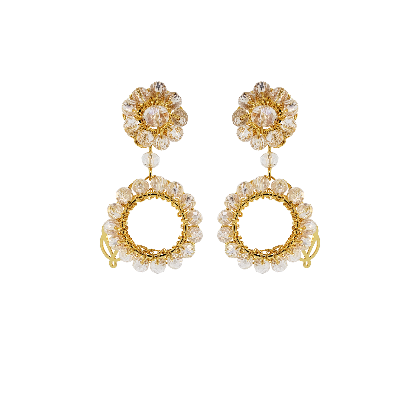 Clear & Gold Leah Mini Handmade Crochet Earrings