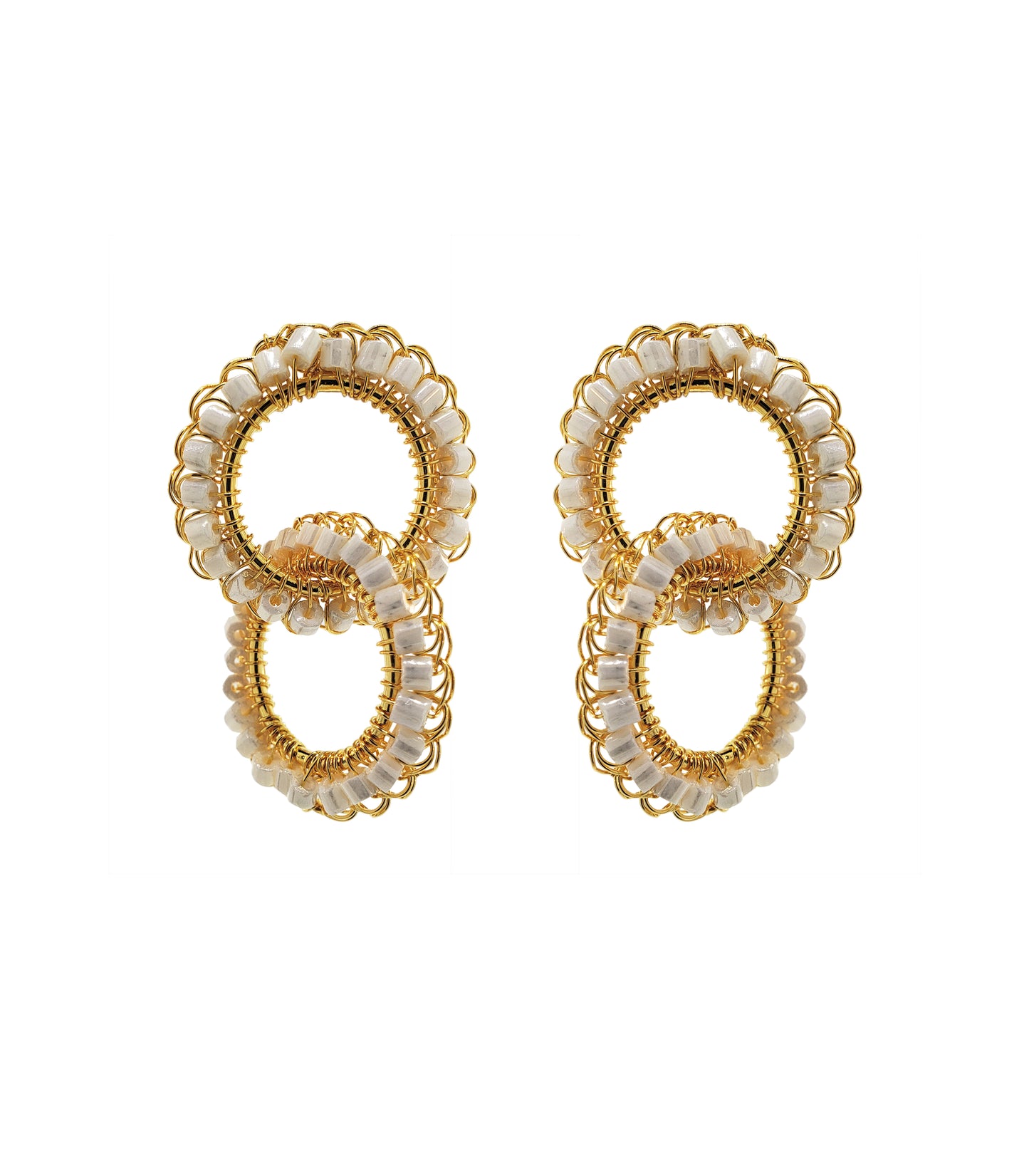 White & Gold Nova Handmade Earrings