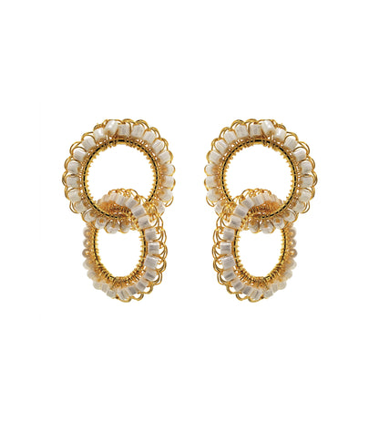 White & Gold Nova Handmade Earrings