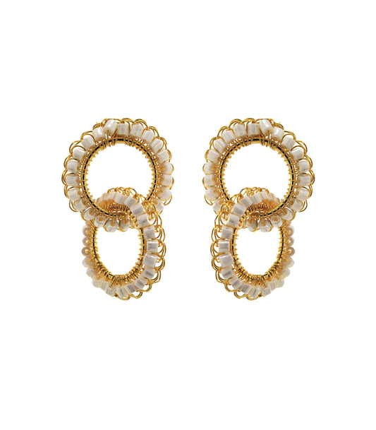 White & Gold Nova Handmade Earrings
