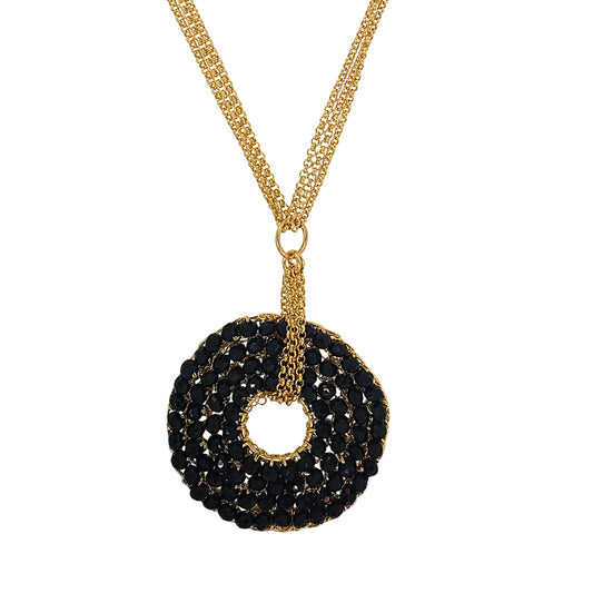 Black & Gold Snowdrop Handmade Necklace