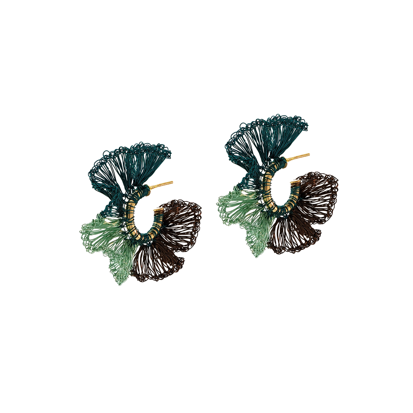 Green Mix Rio Hoops Handmade Crochet Earrings