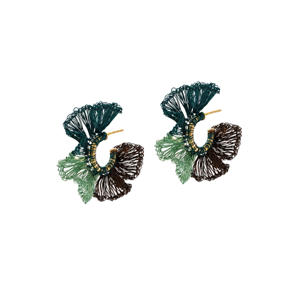 Green Mix Rio Hoops Handmade Crochet Earrings