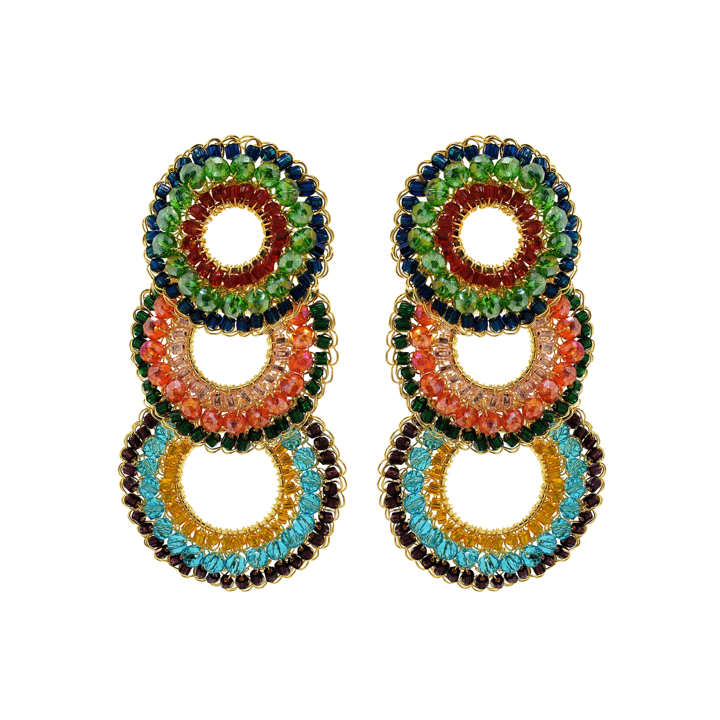 Multicolor & Gold Gush Handmade Crochet Earrings