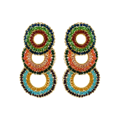 Multicolor & Gold Gush Handmade Crochet Earrings