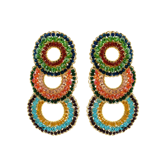 Multicolor & Gold Gush Handmade Crochet Earrings