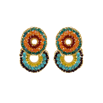 Multicolor & Gold Gush Small Handmade Crochet Earrings