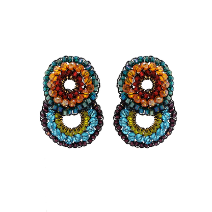 Multicolor & Black Gush Small Handmade Crochet Earrings