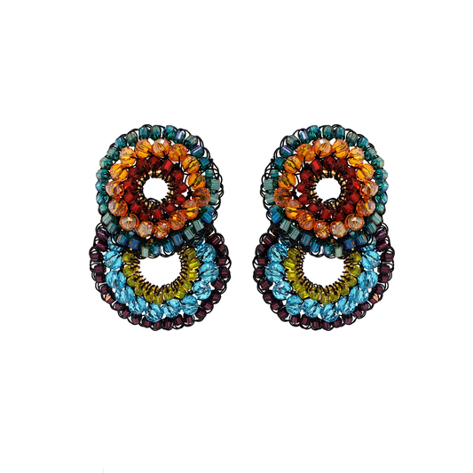 Multicolor & Black Gush Small Handmade Crochet Earrings