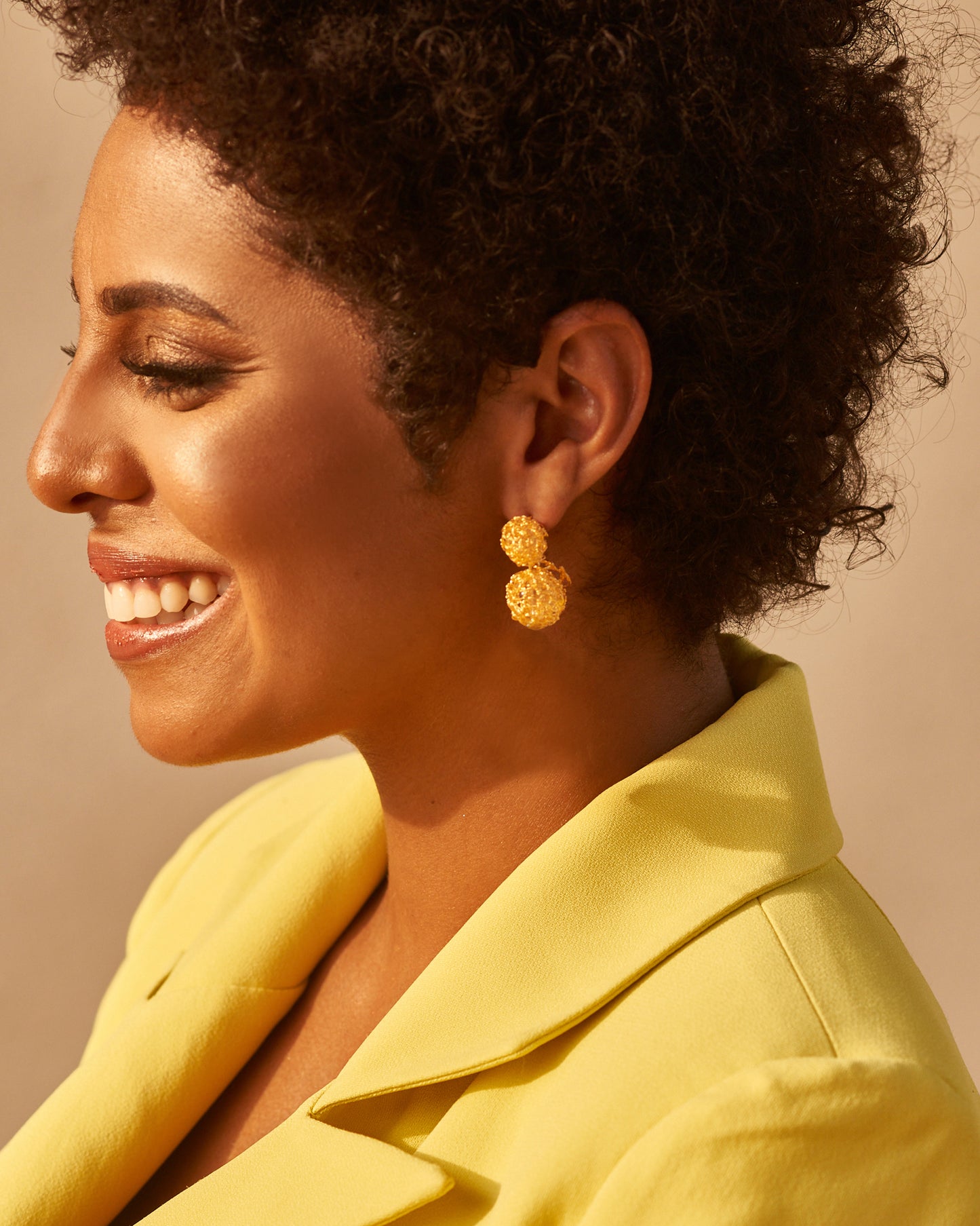 All Gold Spheres Duo Handmade Earrings