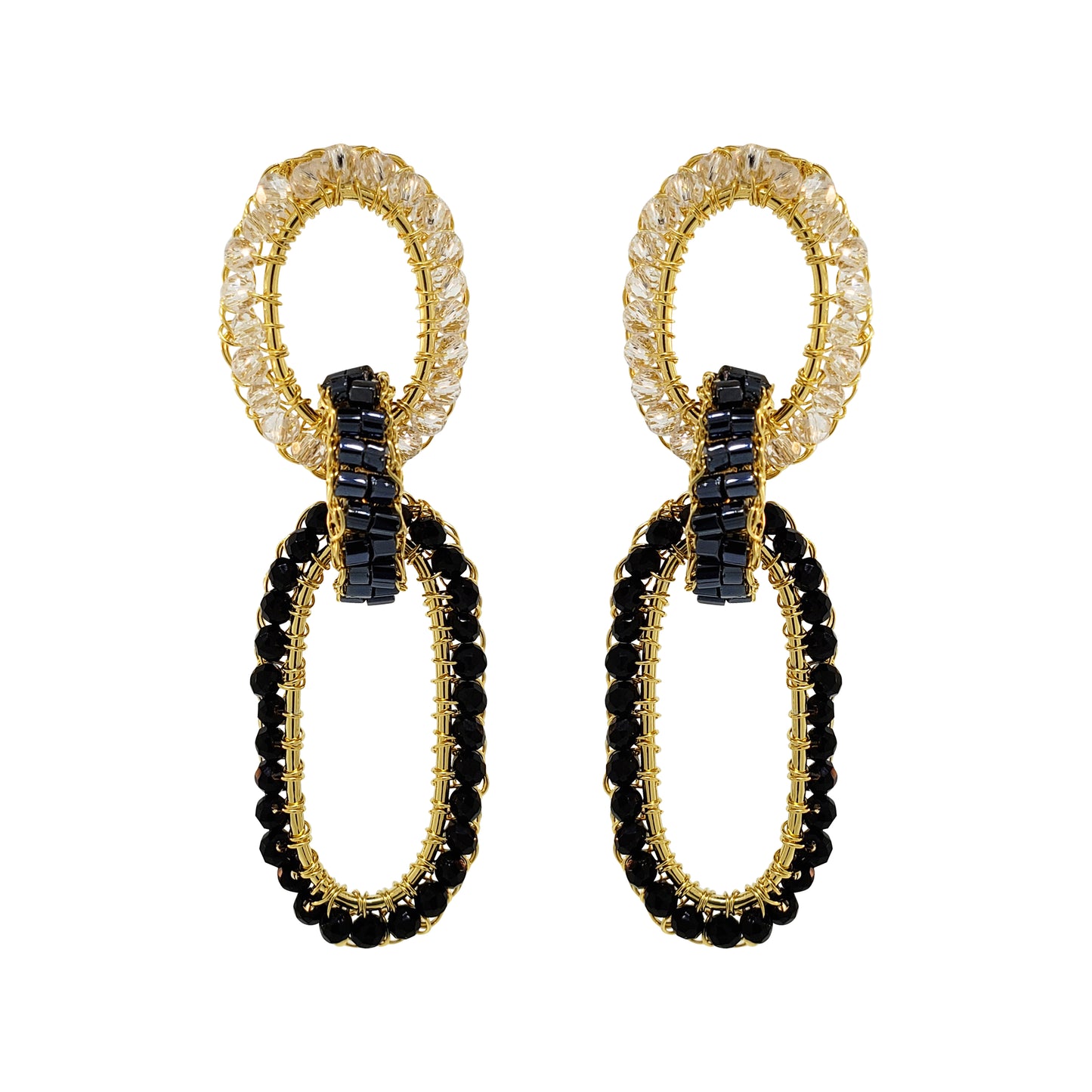 Black Mix Stevie Handmade Crochet Links Earring
