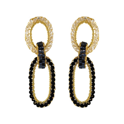 Black Mix Stevie Handmade Crochet Links Earring