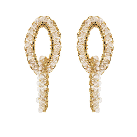 Clear & Gold Mia Handmade Crochet Earrings