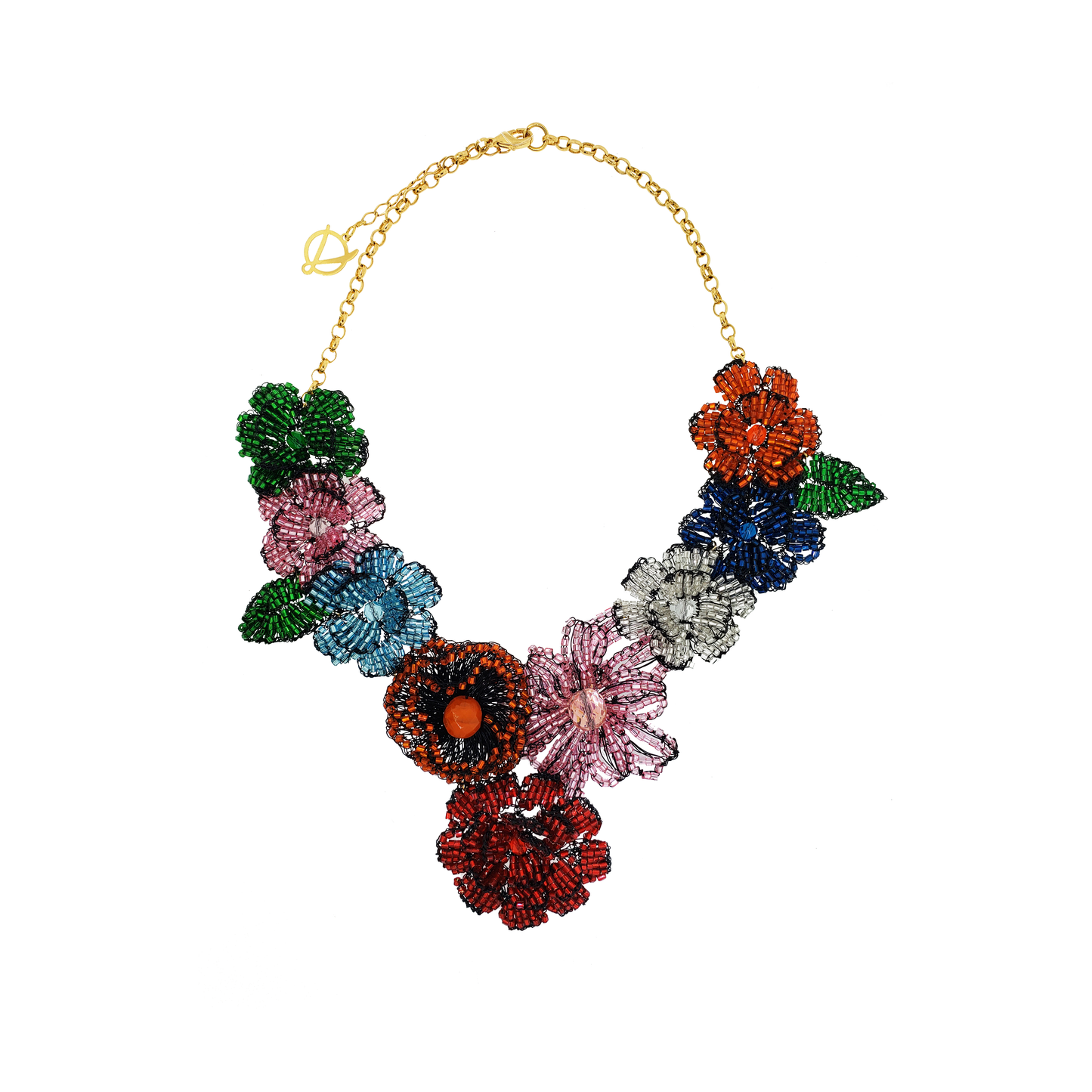 Multi & Black Blossom Handmade Crochet Necklace