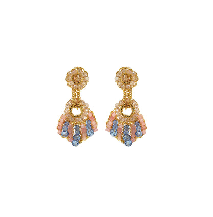 Dangle-Blue-Pink-Orange-Gold-Sea-Shell-Drop-Handmade-Crochet-Earrings-18k-gold-filled-wire-hypoallergenic-lightweight-statement-soul-collection