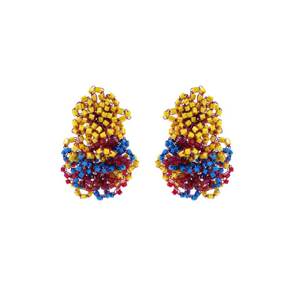 Double-Flower-Blue-Fuchsia-Yellow-Gold-Agnes-Drop-Handmade-Crochet-Earrings-18k-gold-filled-wire-hypoallergenic-lightweight-statement-brazilian-soul-collection