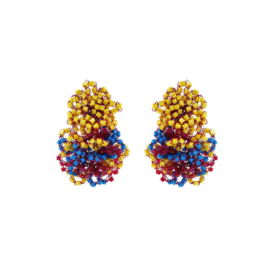 Double-Flower-Blue-Fuchsia-Yellow-Gold-Agnes-Drop-Handmade-Crochet-Earrings-18k-gold-filled-wire-hypoallergenic-lightweight-statement-brazilian-soul-collection