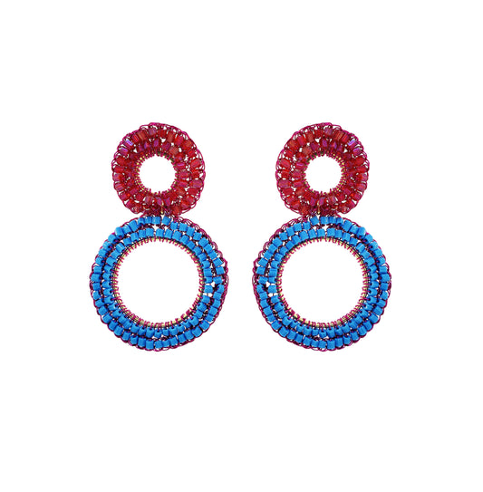Double-Mandala-Blue-Fuchsia-Gold-Nyx-Drop-Handmade-Crochet-Earrings-18k-gold-filled-wire-hypoallergenic-lightweight-statement-brazilian-soul-collection
