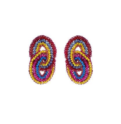 Double-Mandala-Blue-Fuchsia-Yellow-Gold-Kai-Duo-Cascade-Handmade-Crochet-Earrings-18k-gold-filled-wire-hypoallergenic-lightweight-statement-brazilian-soul-collection