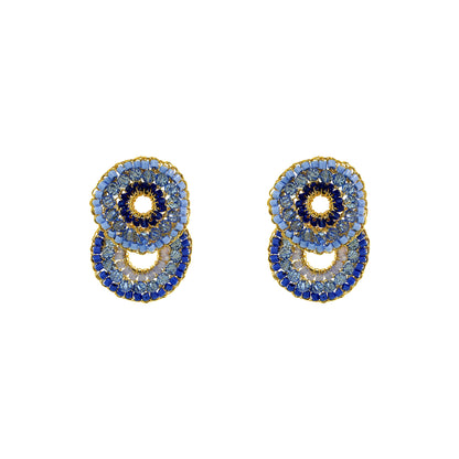 Double-Mandala-Blue-Gold-Gush-Cascade-Handmade-Crochet-Earrings-18k-gold-filled-wire-hypoallergenic-lightweight-statement-soul-collection