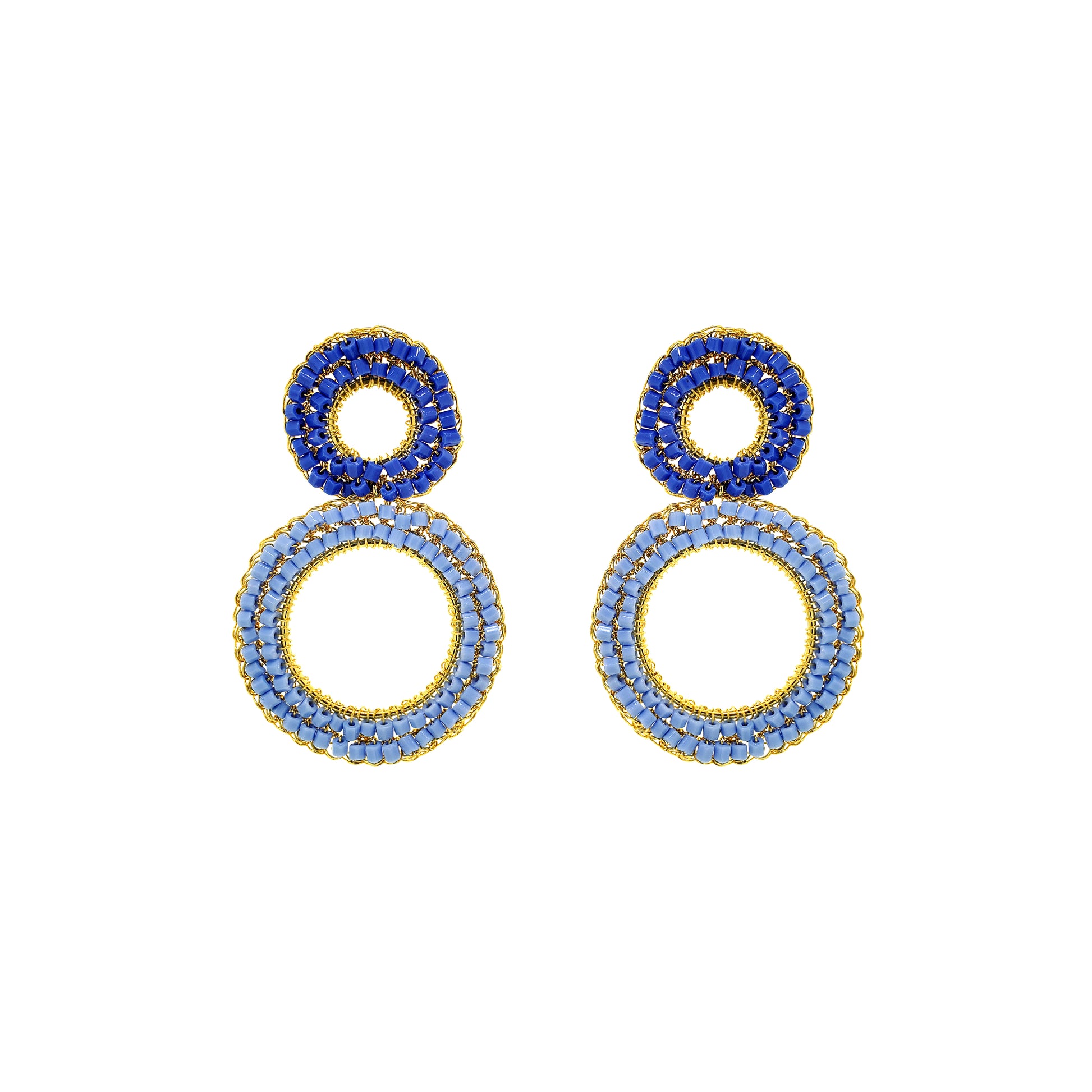 Double-Mandala-Blue-Navy-Gold-Nyx-Drop-Handmade-Crochet-Earrings-18k-gold-filled-wire-hypoallergenic-lightweight-statement-soul-collection