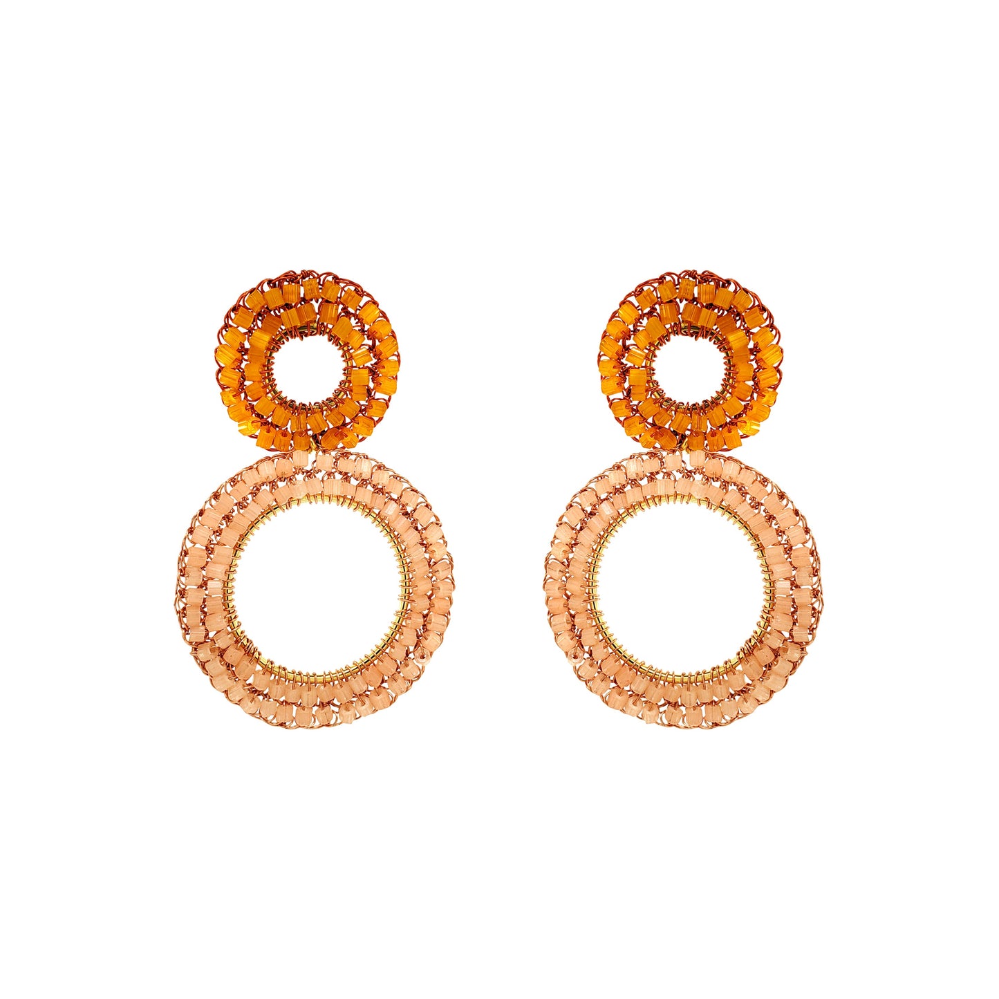 Double-Mandala-Orange-Gold-Nyx-Drop-Handmade-Crochet-Earrings-18k-gold-filled-wire-hypoallergenic-lightweight-statement-brazilian-soul-collection