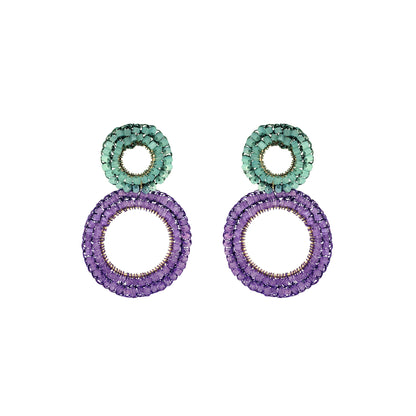 Double-Mandala-Turquoise-Green-Purple-Gold-Nyx-Drop-Handmade-Crochet-Earrings-18k-gold-filled-wire-hypoallergenic-lightweight-statement-brazilian-soul-collection