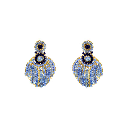 Drop-Blue-Gold-Sea-Shell-Handmade-Crochet-Earrings-18k-gold-filled-wire-hypoallergenic-lightweight-statement-soul-collection