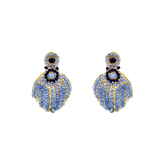 Drop-Blue-Gold-Sea-Shell-Handmade-Crochet-Earrings-18k-gold-filled-wire-hypoallergenic-lightweight-statement-soul-collection