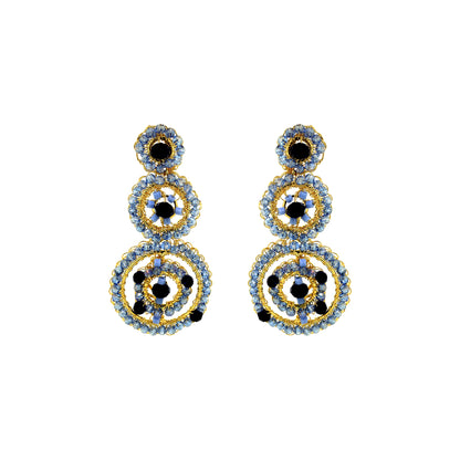 Drop-Geometric-Blue-Gold-Chronos-Trio-Handmade-Crochet-Earrings-18k-gold-filled-wire-hypoallergenic-lightweight-statement-soul-collection