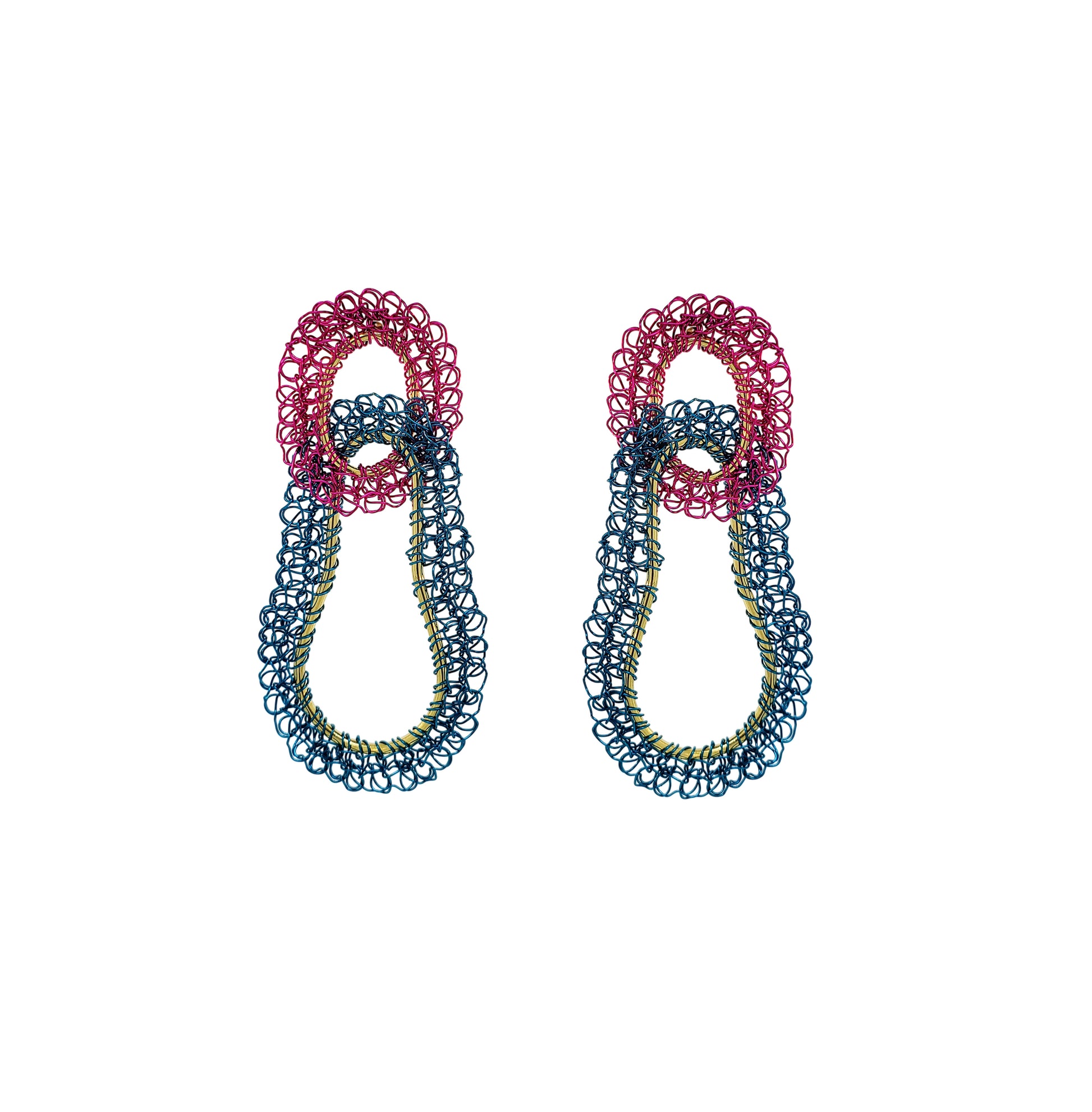 Drop-Geometric-Blue-Pink-Gold-Artemis-Duo-Handmade-Crochet-Earrings-18k-gold-filled-wire-hypoallergenic-lightweight-statement-brazilian-soul-collection