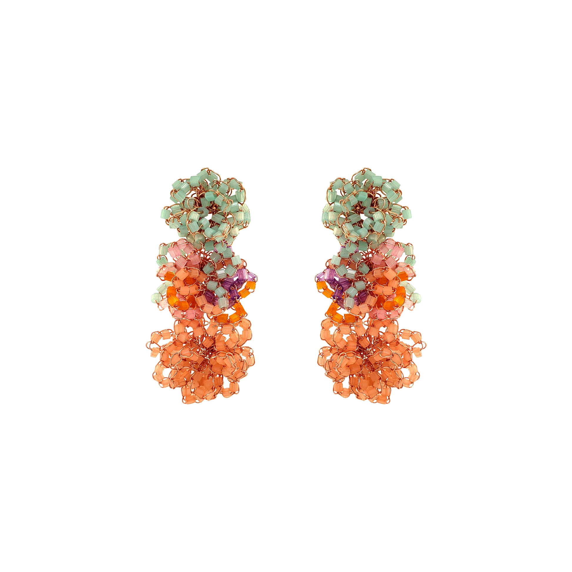 Drop-Green-Pink-Purple-Orange-Drizzle-Cascade-Handmade-Crochet-Earrings-18k-gold-filled-wire-hypoallergenic-lightweight-statement-brazilian-soul-collection