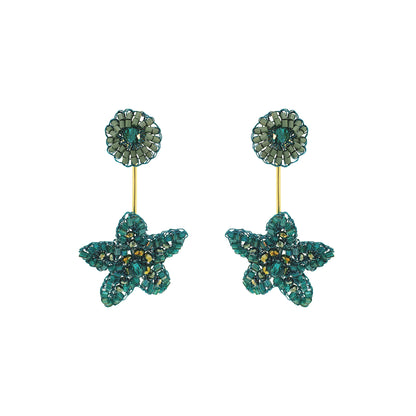 Drop-Teal-Green-Gold-Sea-Star-Dangle-Handmade-Crochet-Earrings-18k-gold-filled-wire-hypoallergenic-lightweight-statement-soul-collection