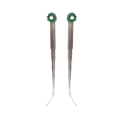 Mint Green Mix Selene Handmade Crochet Fringe Earrings